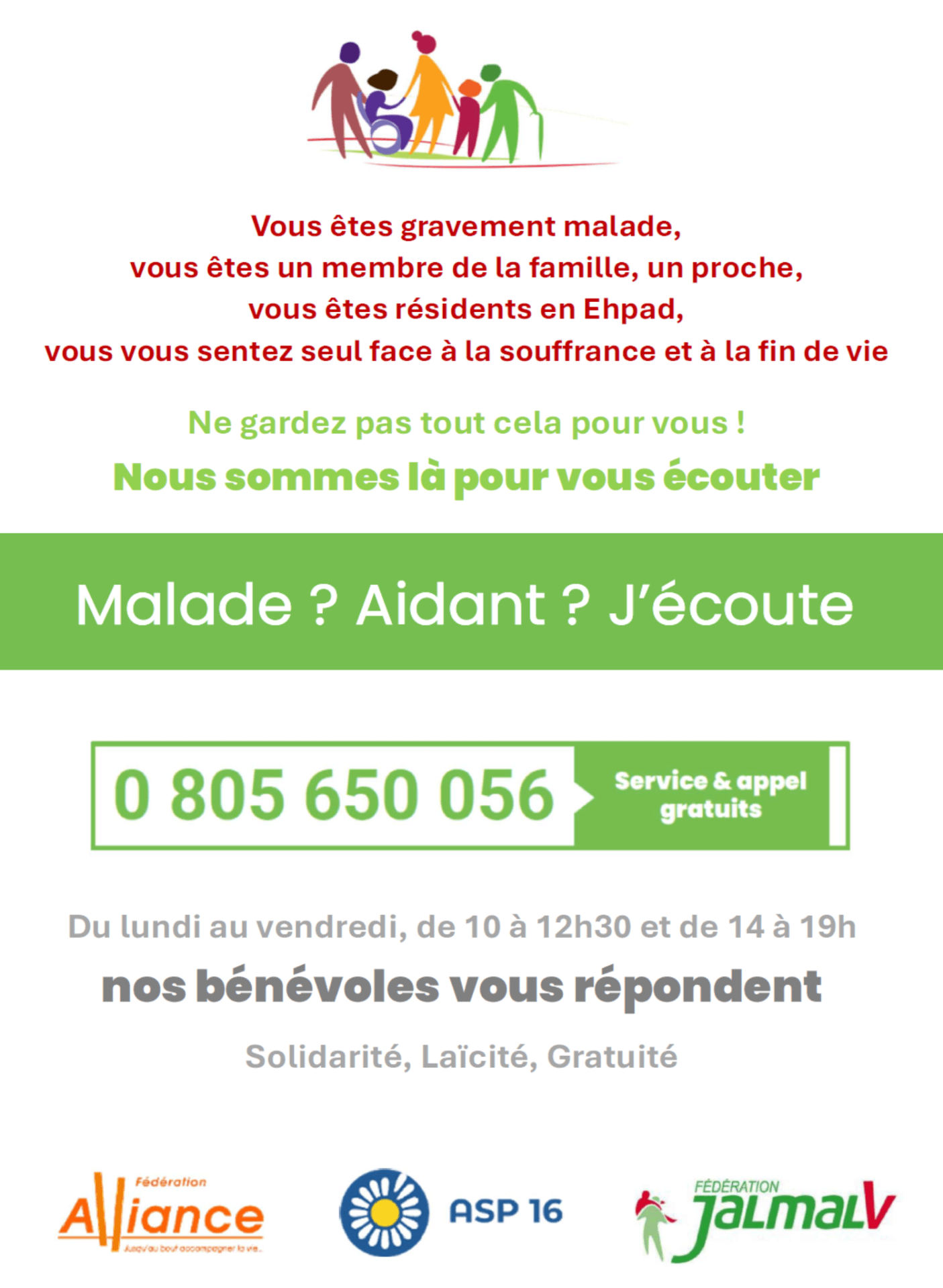 Flyer Malade ? Aidant ? J'écoute — 0 805 650 056